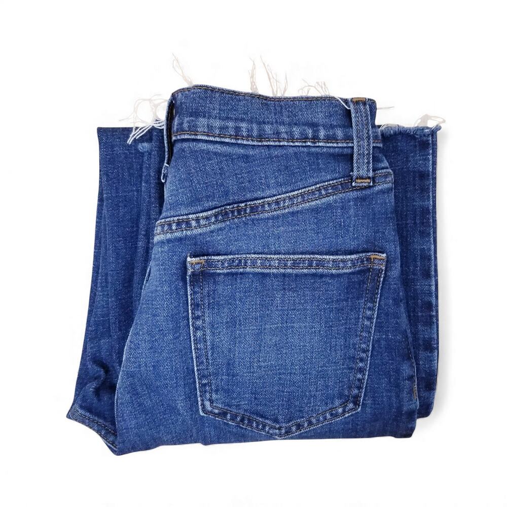 BANANA REPUBLIC Ultra High-Rise Wide Leg Dark Blue Wash Jeans Raw Hem - Size 2 - Picture 5 of 8